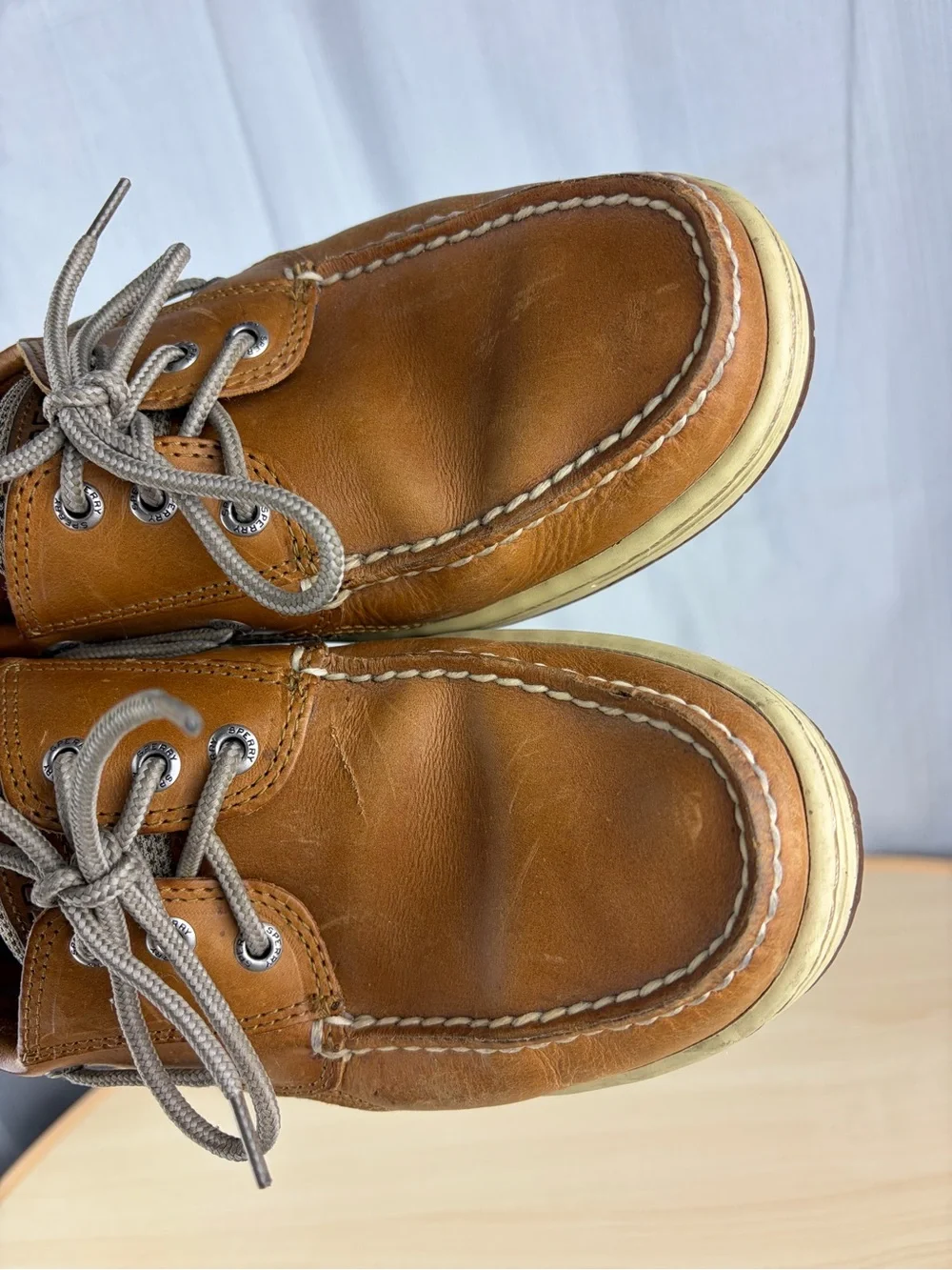 Sperry Top-Sider Men’s Brown Leather Mesh Boat Shoes Lace Up US 10